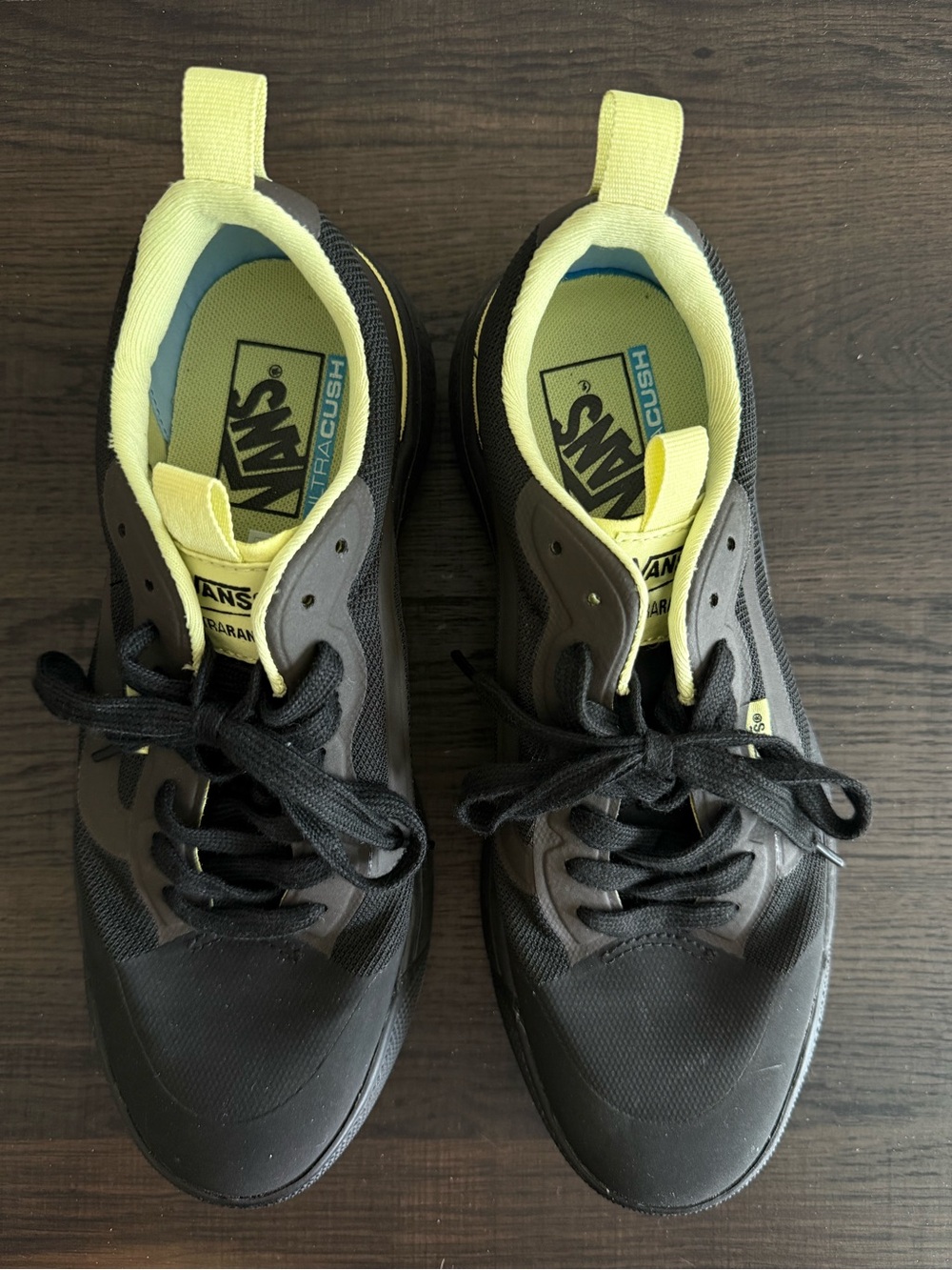 Vans Women’s Black Sneakers with bright/neon green Accents